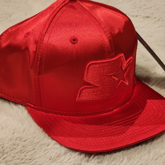 Starter Cliff Out Satin Snapback Hat Red 6C3G0099 NTW OSFM Retro Embroidered 90s - Picture 7 of 7